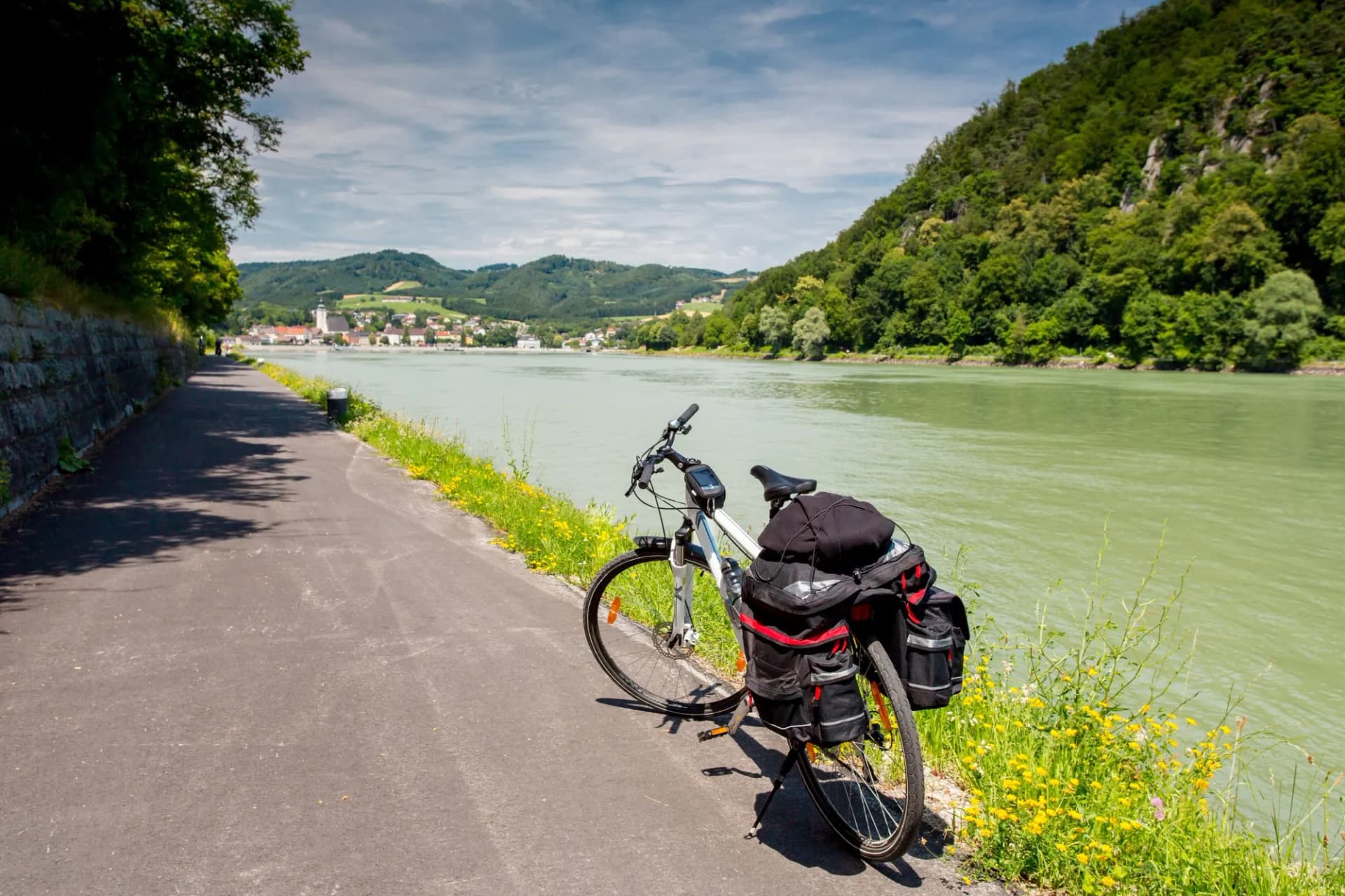 Cycling alongside danube river