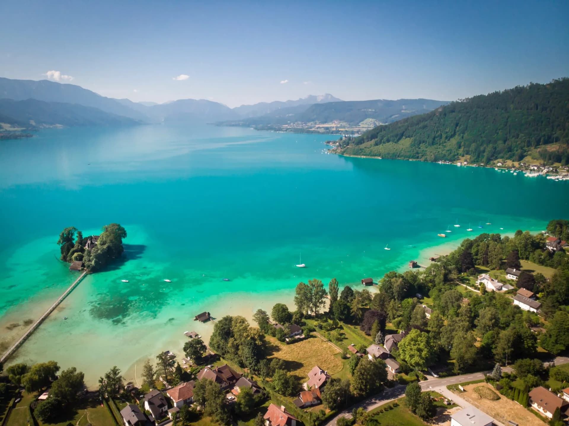 The private island Castle Litzlberg (Schloss Litzlberg) on the Lake Atter (Attersee) in Austria