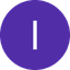 White letter I on a purple circular background