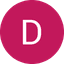 White letter D on magenta circular background